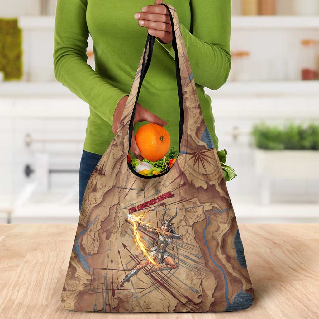 Satis Grocery Bag with Fiery Bow and Arrow in Ancient Egyptian Warrior