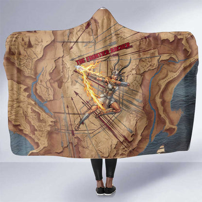 Satis Hooded Blanket with Fiery Bow and Arrow in Ancient Egyptian Warrior