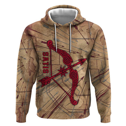 Satis Hoodie with Fiery Bow and Arrow in Ancient Egyptian Warrior