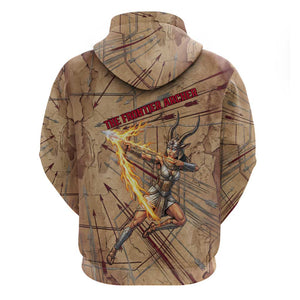 Satis Hoodie with Fiery Bow and Arrow in Ancient Egyptian Warrior