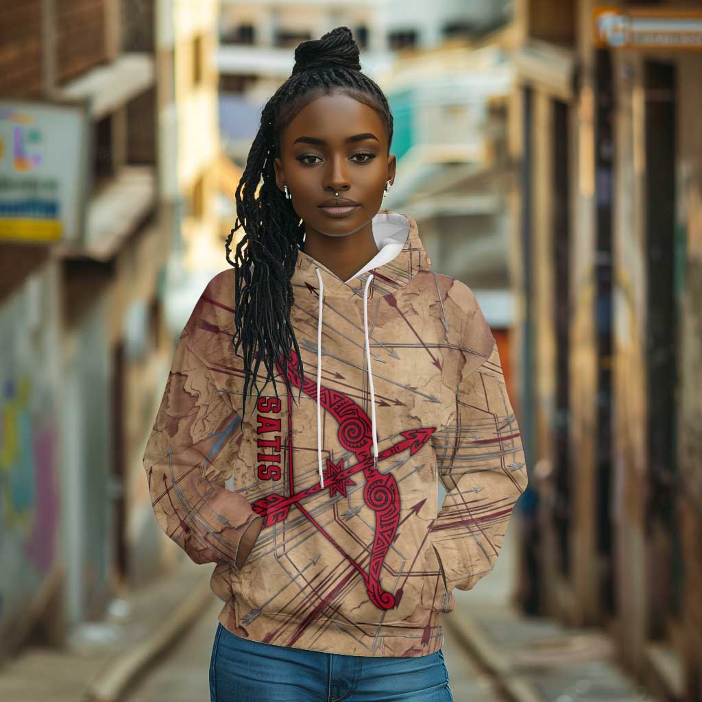Satis Hoodie with Fiery Bow and Arrow in Ancient Egyptian Warrior