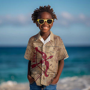 Satis Kid Hawaiian Shirt with Fiery Bow and Arrow in Ancient Egyptian Warrior