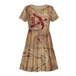 Satis Kid Short Sleeve Dress with Fiery Bow and Arrow in Ancient Egyptian Warrior