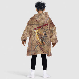 Satis Kid Wearable Blanket Hoodie with Fiery Bow and Arrow in Ancient Egyptian Warrior