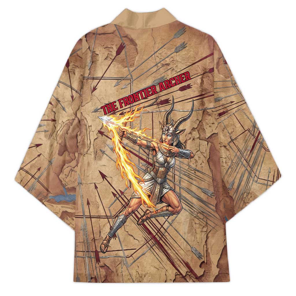 Satis Kimono with Fiery Bow and Arrow in Ancient Egyptian Warrior