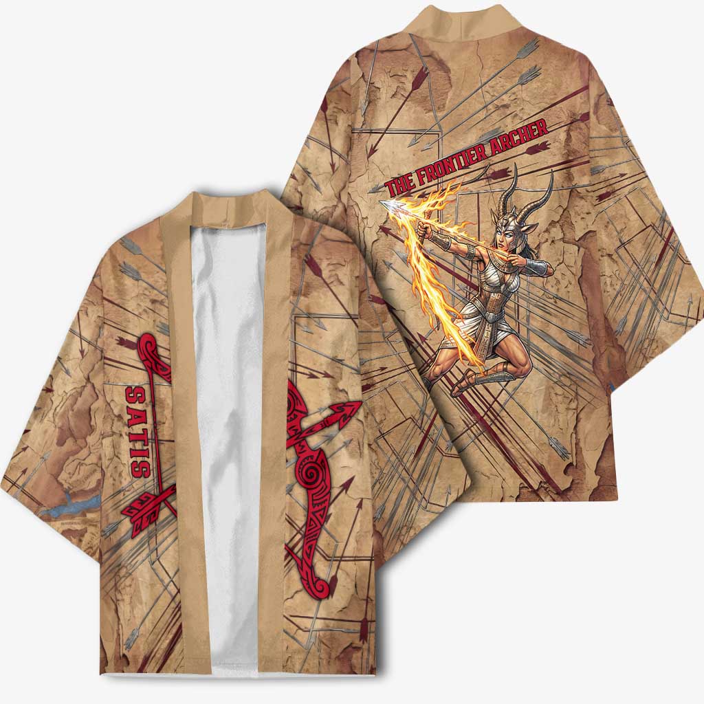 Satis Kimono with Fiery Bow and Arrow in Ancient Egyptian Warrior