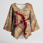Satis Kimono Sleeve Blouse with Fiery Bow and Arrow in Ancient Egyptian Warrior