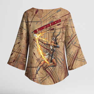 Satis Kimono Sleeve Blouse with Fiery Bow and Arrow in Ancient Egyptian Warrior