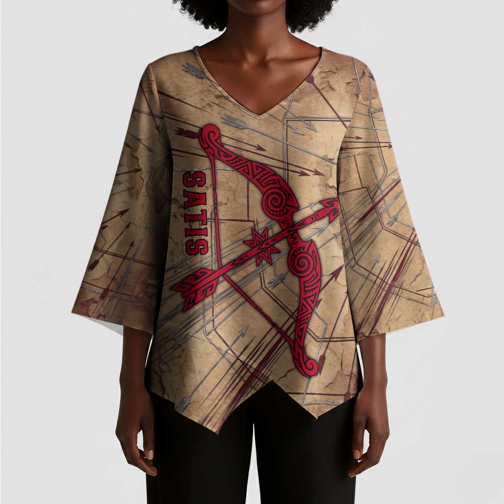 Satis Kimono Sleeve Blouse with Fiery Bow and Arrow in Ancient Egyptian Warrior