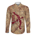 Satis Long Sleeve Button Shirt with Fiery Bow and Arrow in Ancient Egyptian Warrior