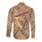 Satis Long Sleeve Button Shirt with Fiery Bow and Arrow in Ancient Egyptian Warrior