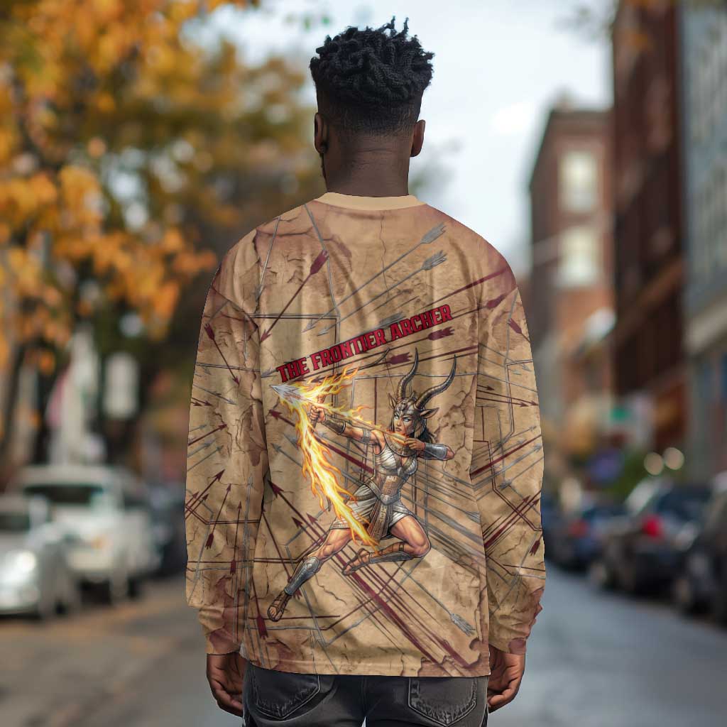 Satis Long Sleeve Shirt with Fiery Bow and Arrow in Ancient Egyptian Warrior