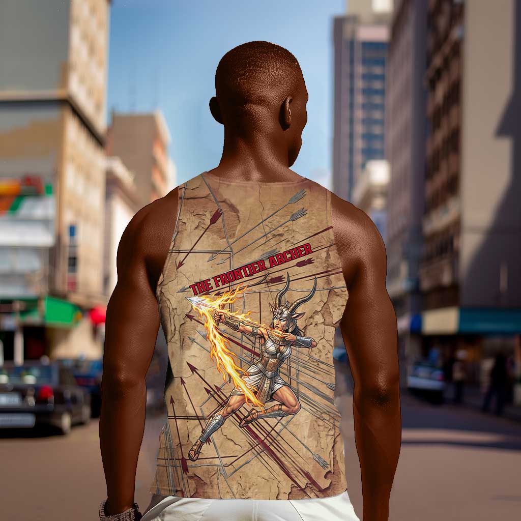 Satis Men Tank Top with Fiery Bow and Arrow in Ancient Egyptian Warrior