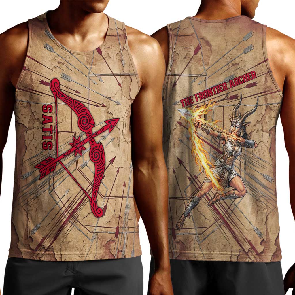 Satis Men Tank Top with Fiery Bow and Arrow in Ancient Egyptian Warrior