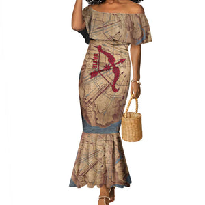 Satis Mermaid Dress with Fiery Bow and Arrow in Ancient Egyptian Warrior