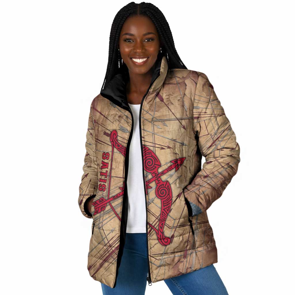 Satis Padded Jacket with Fiery Bow and Arrow in Ancient Egyptian Warrior
