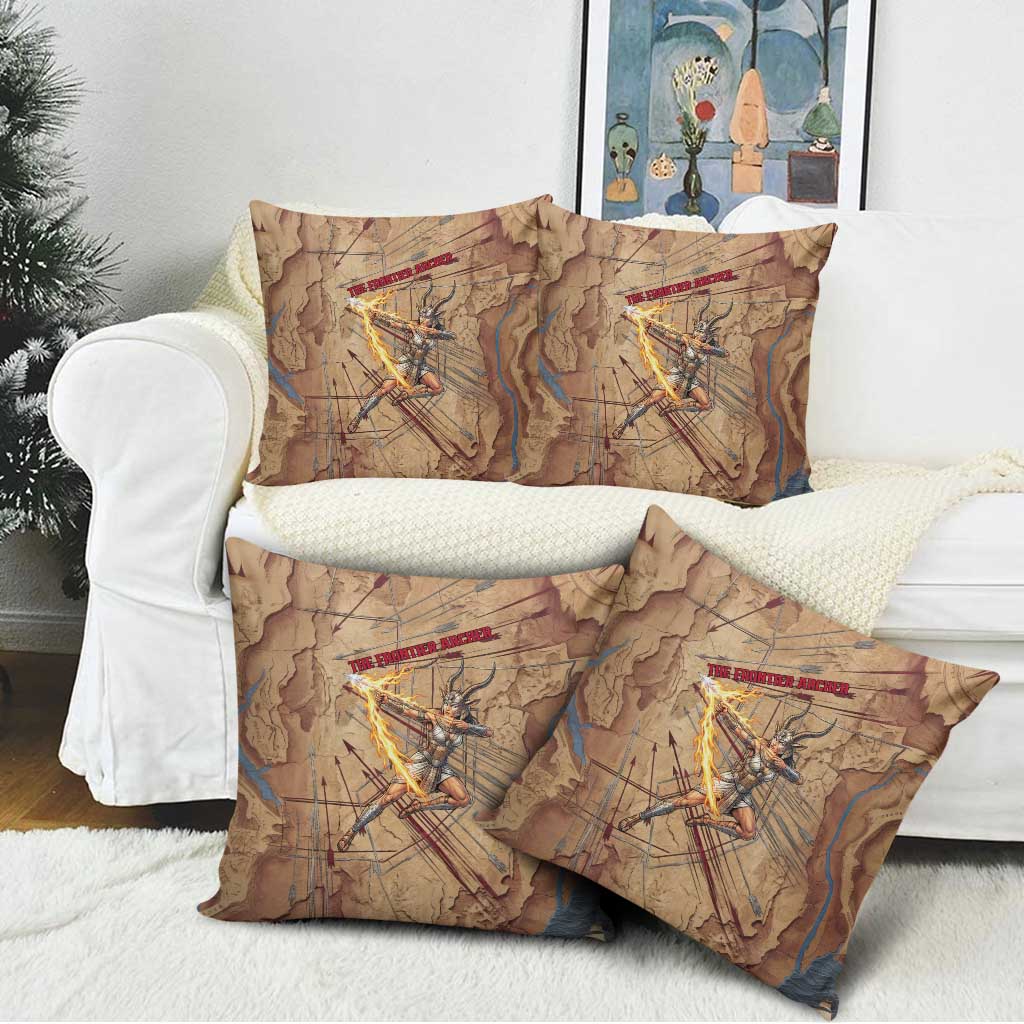 Satis Pillow Cover with Fiery Bow and Arrow in Ancient Egyptian Warrior