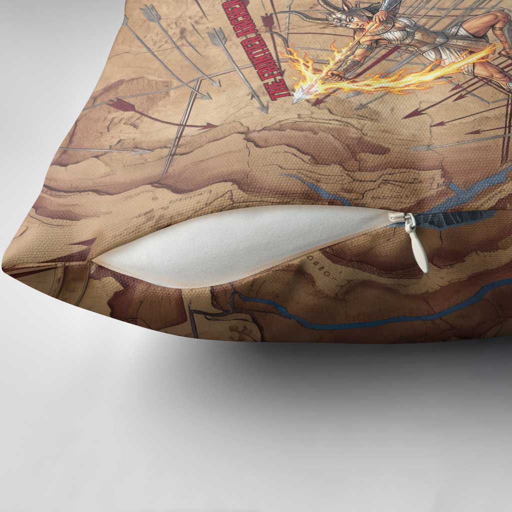 Satis Pillow Cover with Fiery Bow and Arrow in Ancient Egyptian Warrior