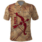 Satis Polo Shirt with Fiery Bow and Arrow in Ancient Egyptian Warrior