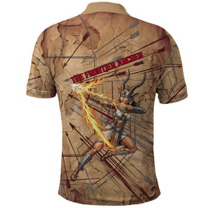 Satis Polo Shirt with Fiery Bow and Arrow in Ancient Egyptian Warrior