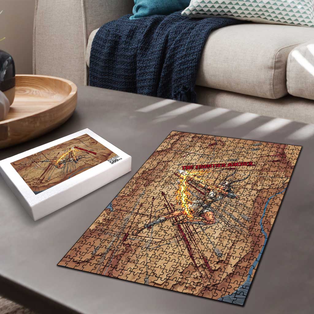Satis Puzzle with Fiery Bow and Arrow in Ancient Egyptian Warrior