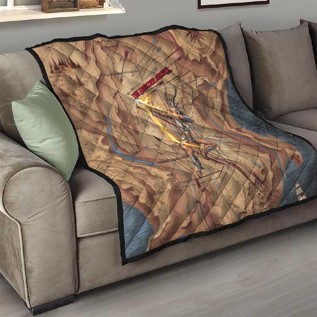 Satis Quilt with Fiery Bow and Arrow in Ancient Egyptian Warrior