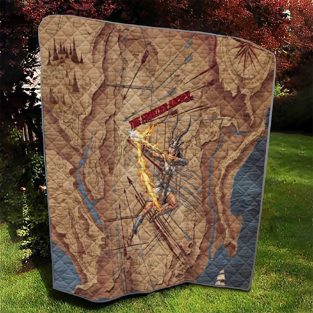 Satis Quilt with Fiery Bow and Arrow in Ancient Egyptian Warrior