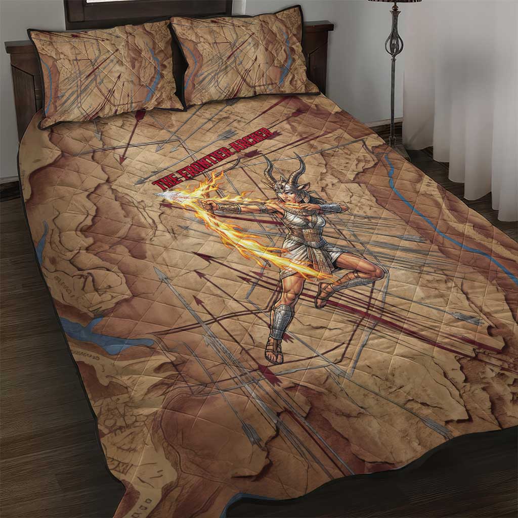Satis Quilt Bed Set with Fiery Bow and Arrow in Ancient Egyptian Warrior