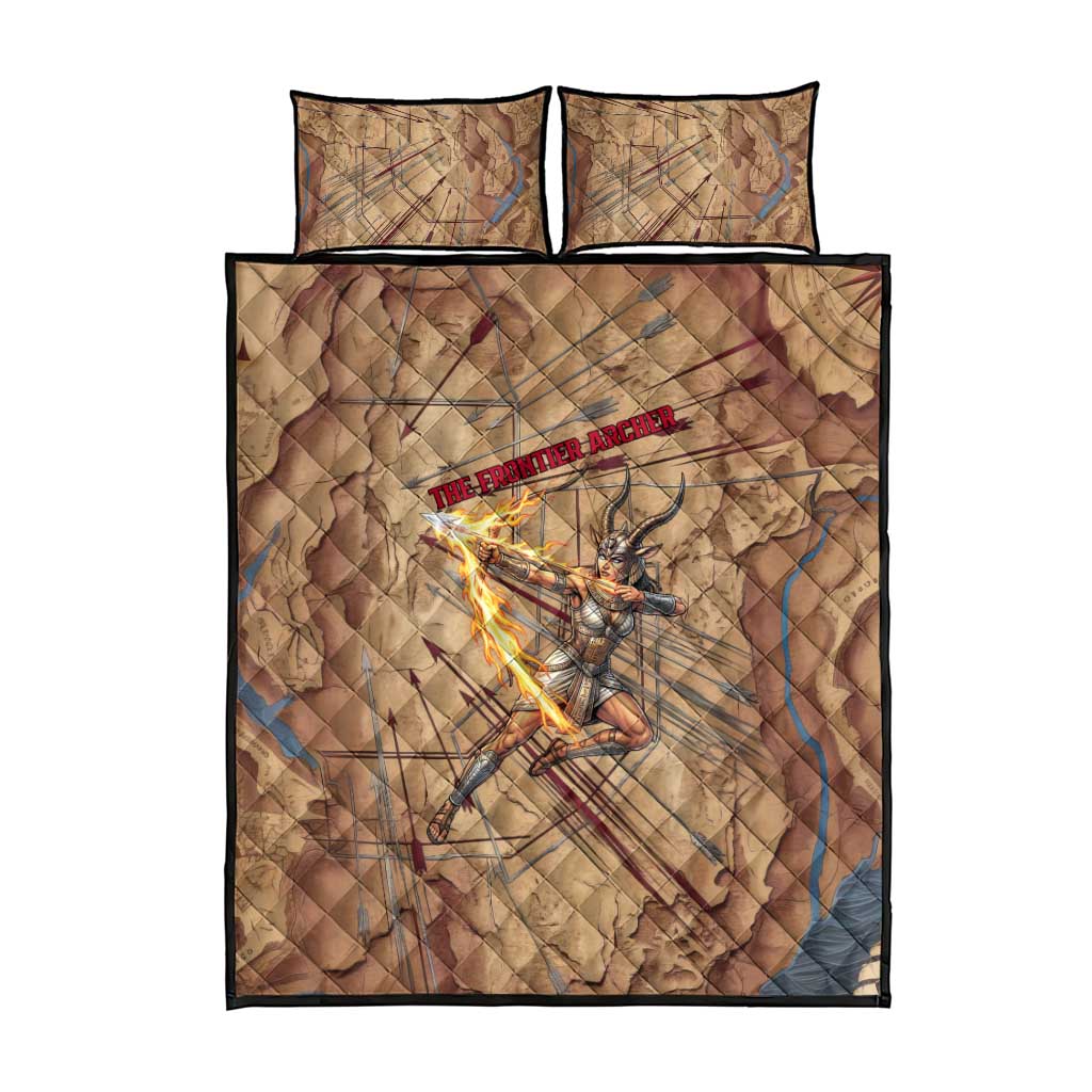 Satis Quilt Bed Set with Fiery Bow and Arrow in Ancient Egyptian Warrior