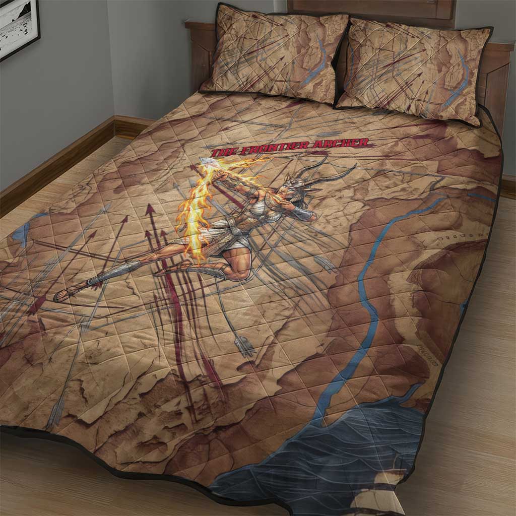 Satis Quilt Bed Set with Fiery Bow and Arrow in Ancient Egyptian Warrior