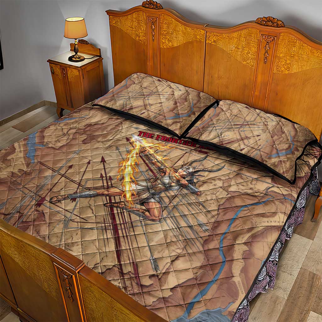 Satis Quilt Bed Set with Fiery Bow and Arrow in Ancient Egyptian Warrior