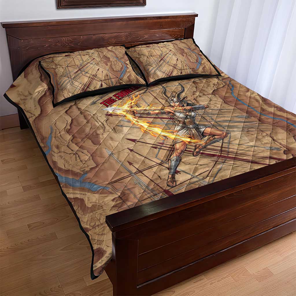 Satis Quilt Bed Set with Fiery Bow and Arrow in Ancient Egyptian Warrior