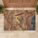 Satis Rubber Doormat with Fiery Bow and Arrow in Ancient Egyptian Warrior