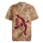 Satis Rugby Jersey with Fiery Bow and Arrow in Ancient Egyptian Warrior