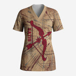 Satis Scrub Top with Fiery Bow and Arrow in Ancient Egyptian Warrior