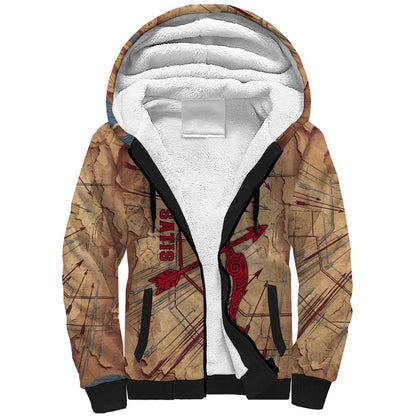 Satis Sherpa Hoodie with Fiery Bow and Arrow in Ancient Egyptian Warrior