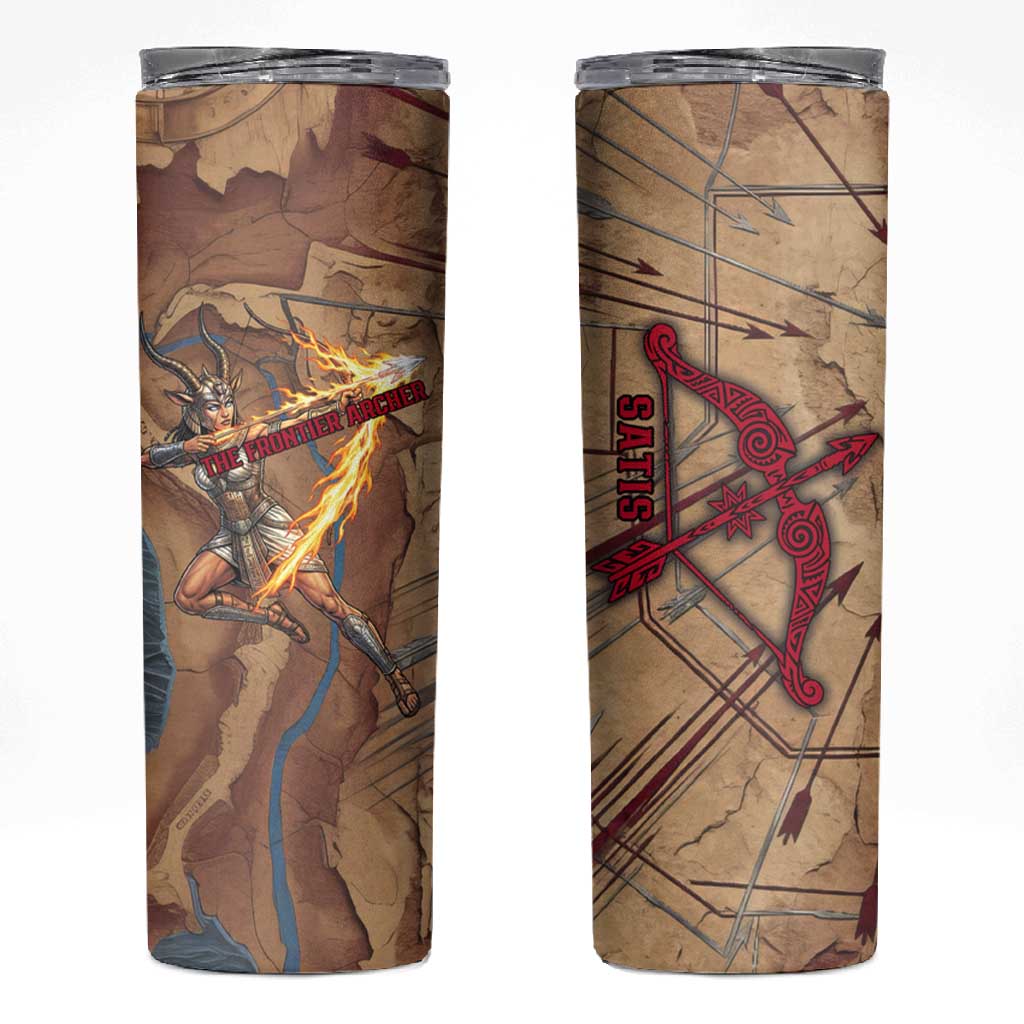 Satis Skinny Tumbler with Fiery Bow and Arrow in Ancient Egyptian Warrior
