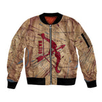 Satis Sleeve Zip Bomber Jacket with Fiery Bow and Arrow in Ancient Egyptian Warrior