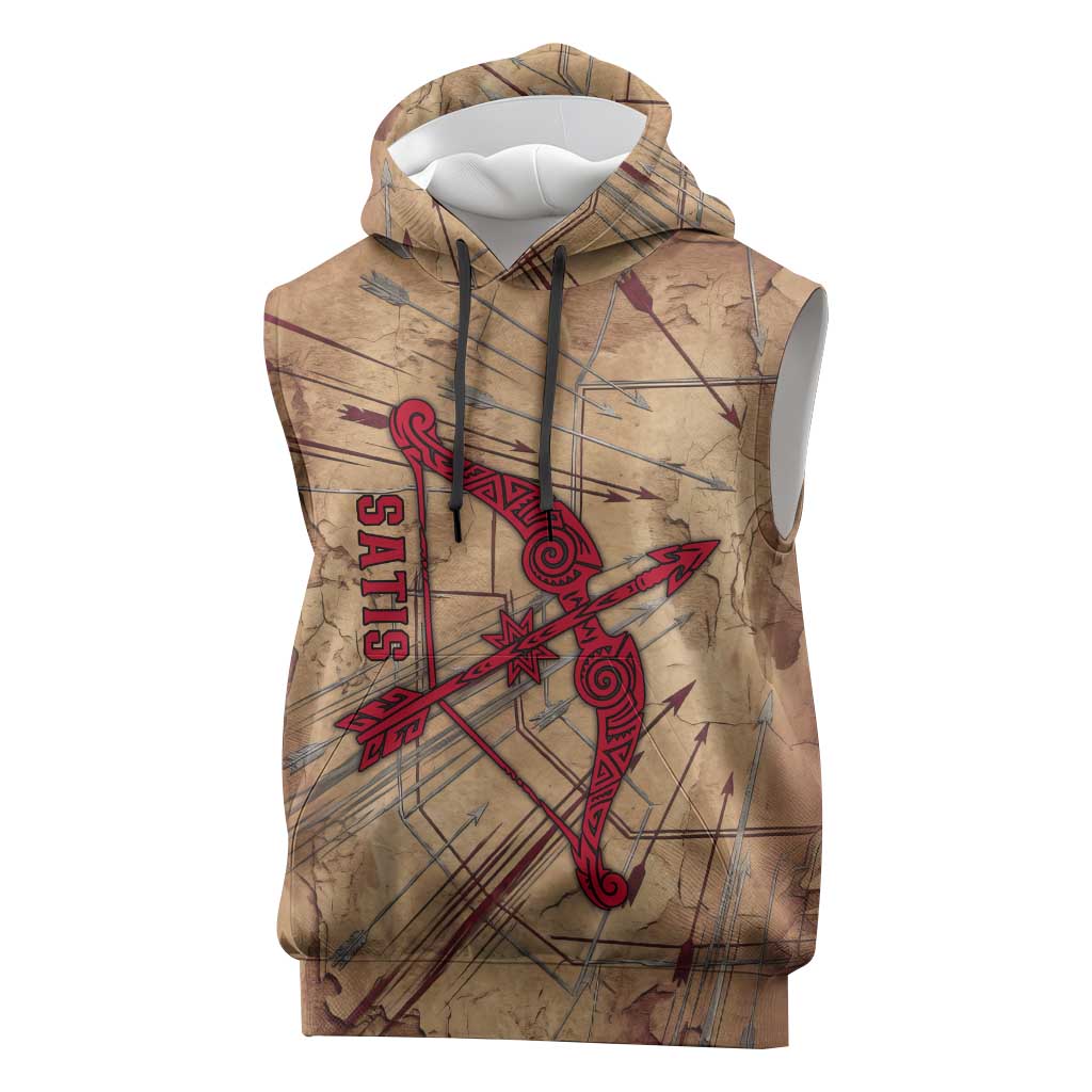 Satis Sleeveless Hoodie with Fiery Bow and Arrow in Ancient Egyptian Warrior