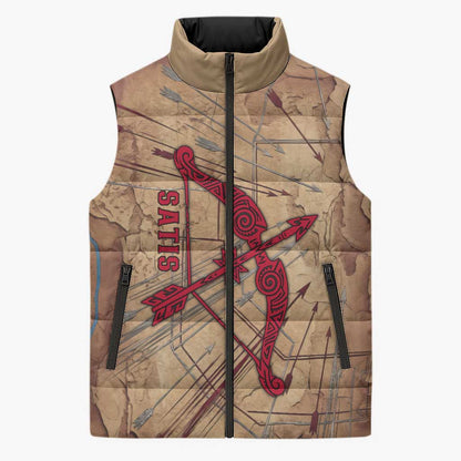 Satis Sleeveless Puffer Jacket with Fiery Bow and Arrow in Ancient Egyptian Warrior