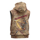 Satis Sleeveless Zip Hoodie with Fiery Bow and Arrow in Ancient Egyptian Warrior