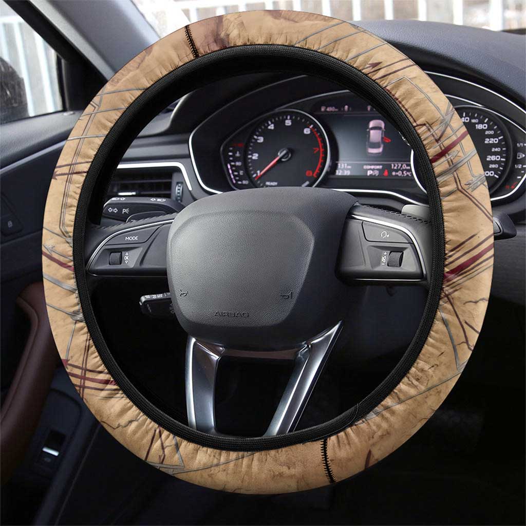 Satis Steering Wheel Cover with Fiery Bow and Arrow in Ancient Egyptian Warrior