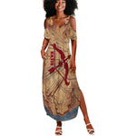 Satis Summer Maxi Dress with Fiery Bow and Arrow in Ancient Egyptian Warrior