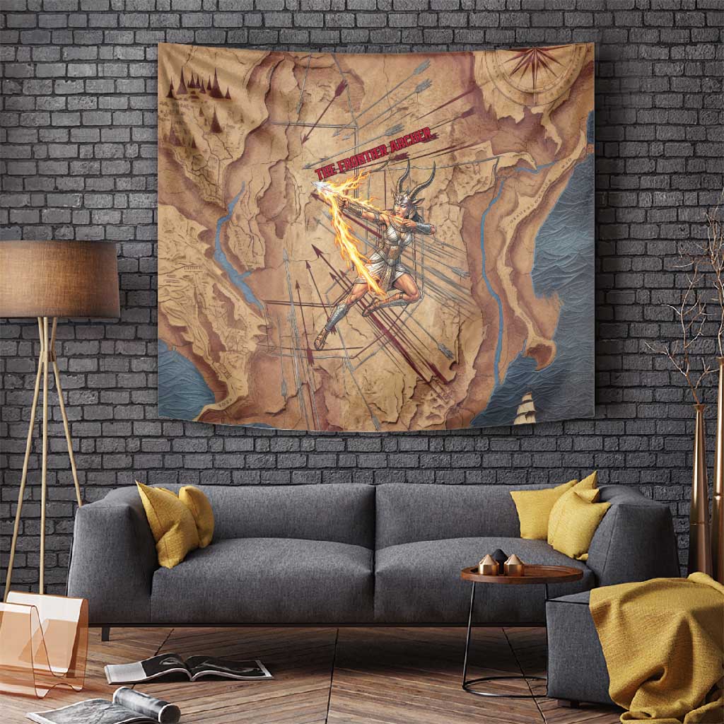 Satis Tapestry with Fiery Bow and Arrow in Ancient Egyptian Warrior