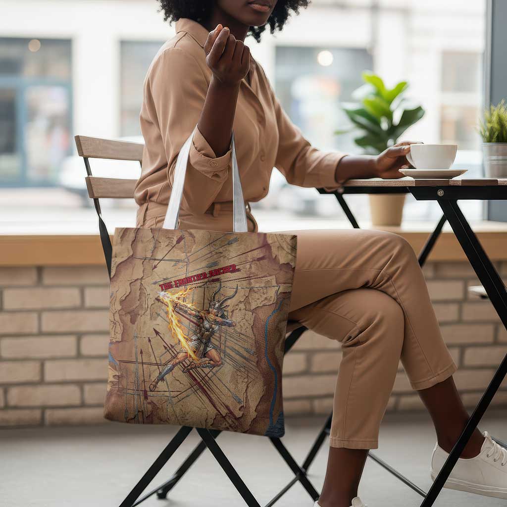 Satis Tote Bag with Fiery Bow and Arrow in Ancient Egyptian Warrior