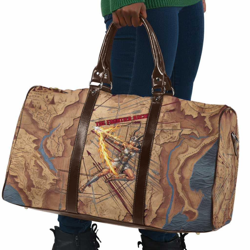 Satis Travel Bag with Fiery Bow and Arrow in Ancient Egyptian Warrior