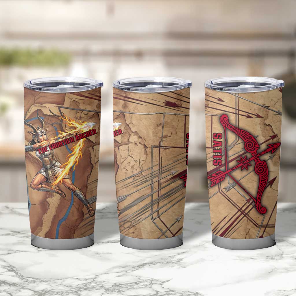 Satis Tumbler Cup with Fiery Bow and Arrow in Ancient Egyptian Warrior