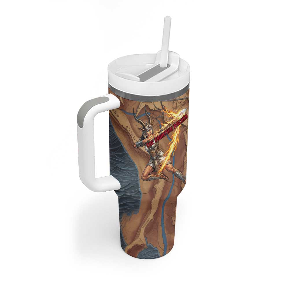 Satis Tumbler With Handle with Fiery Bow and Arrow in Ancient Egyptian Warrior
