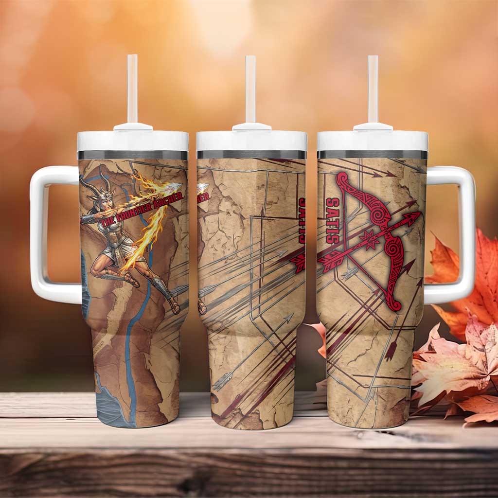 Satis Tumbler With Handle with Fiery Bow and Arrow in Ancient Egyptian Warrior