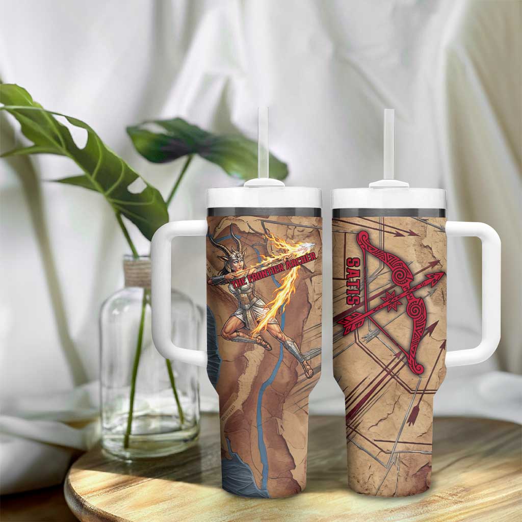 Satis Tumbler With Handle with Fiery Bow and Arrow in Ancient Egyptian Warrior